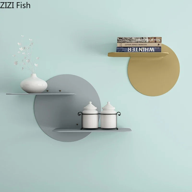 Afralia™ Modern Wrought Iron Storage Wall Rack for European Background Wall Ornaments