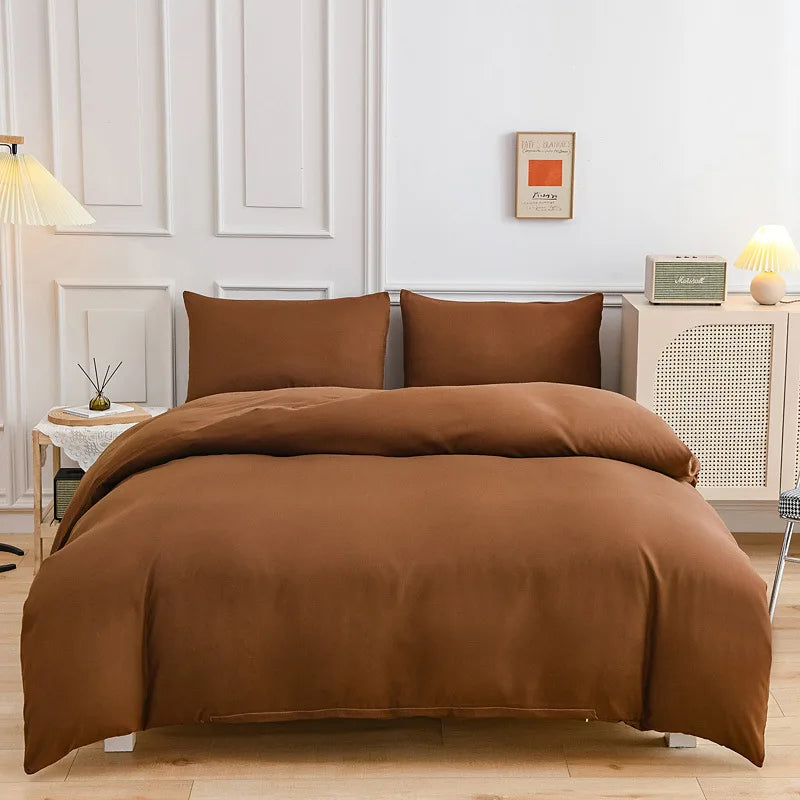 Afralia™ Brushed Duvet Cover Set, Solid Orange Red, Luxury Hotel Bedding Set