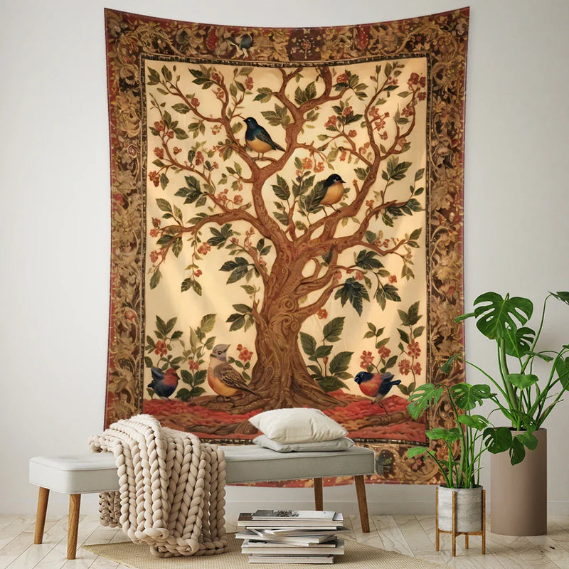 Afralia™ Flying Bird Tree of Life Tapestry Wall Hanging: Bohemian Abstract Hippie Decor