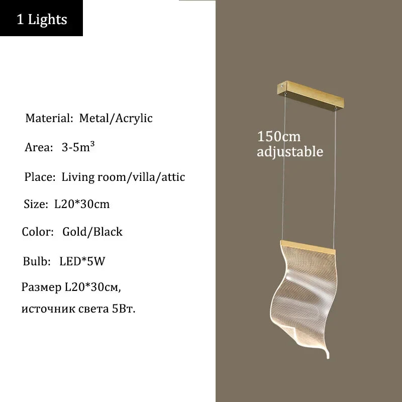 Afralia™ LED Acrylic Chandeliers for Villa Living Room Decor - Ceiling Pendant Light Fixture