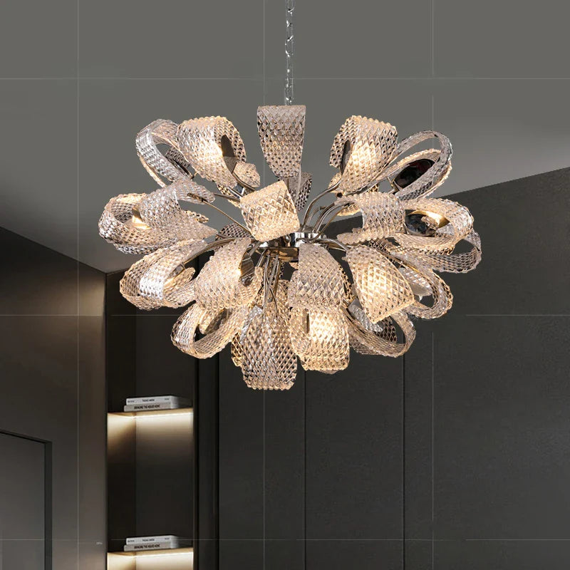 Afralia™ Luxury Villa Crystal Glass Chandelier - Designer French Art Light for Living Room