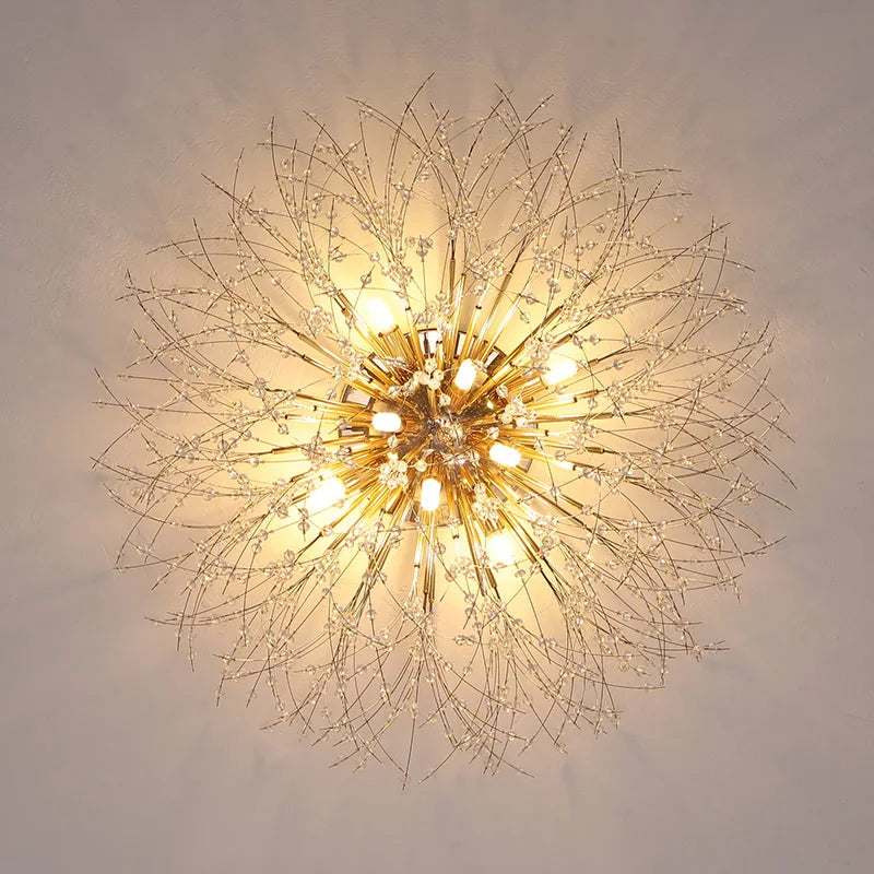 Afralia™ Dandelion Crystal Chandelier LED Ceiling Light for Romantic Living Room & Bedroom