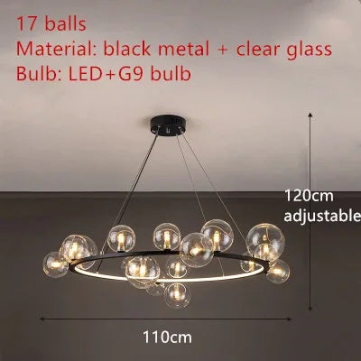 Afralia™ Nordic Glass Bubble Chandelier for Luxury Dining Room and Bedroom