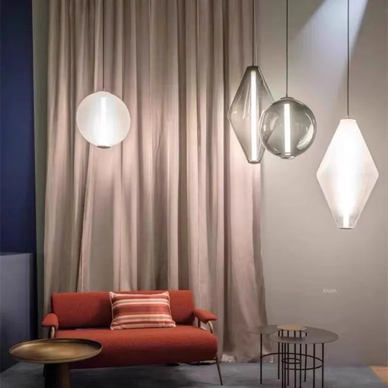 Afralia™ Nordic Glass Pendant Lights for Bedroom Dining Room Chandelier Lighting