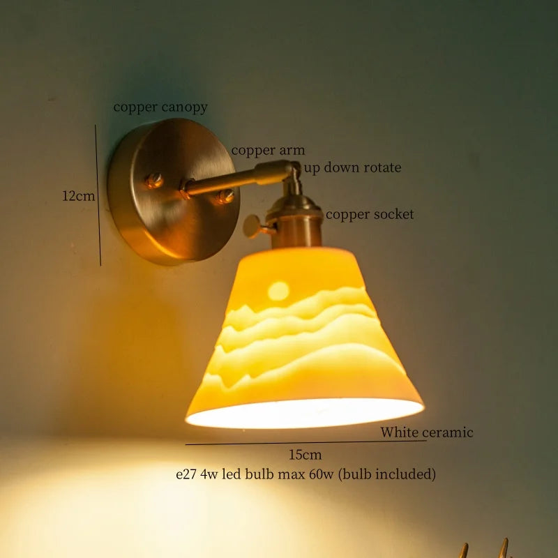Afralia™ Nordic Modern LED Wall Lamps Copper Arm Ceramic for Home Decor