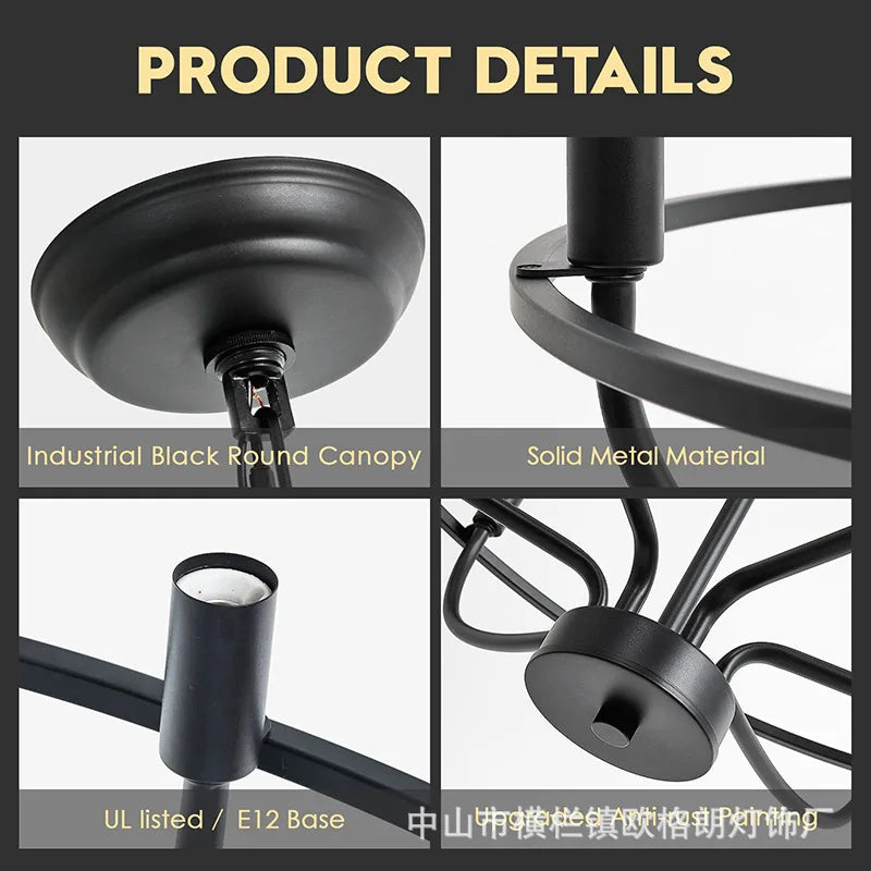 Iron Chandelier Pendant Light Ring for Modern Dining and Living Room Decor - Afralia™