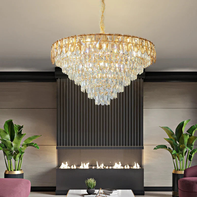 Afralia™ Crystal Chandelier LED Light Modern Luxury Designer for Main Living Room & Hotel