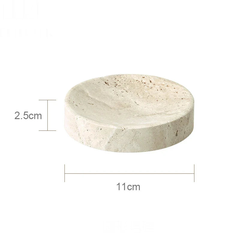 Afralia™ Beige Travertine Marble Bathroom Accessories Set - Soap Dispenser, Soap Dish, Reed Diffuser