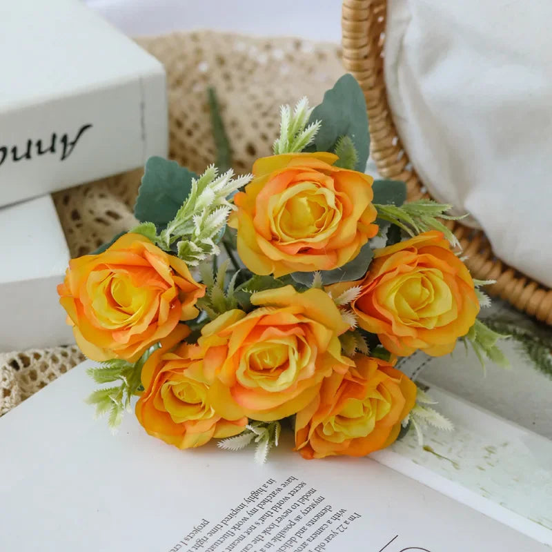 Afralia™ Yellow Peony Tea Rose Silk Flowers for Home Garden Wedding Decor