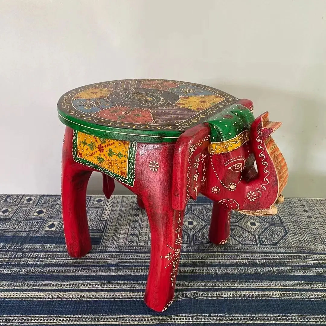 Afralia™ Handmade Elephant Stool: Thai Style Ethnic Wood Low Stool Ornament
