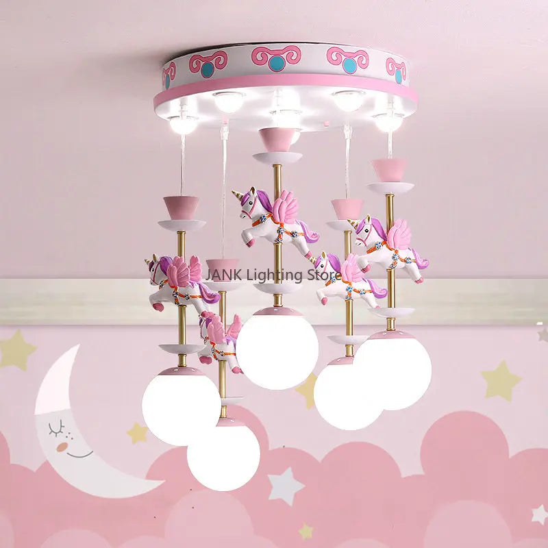 Afralia™ Creative Unicorn LED Pendant Ceiling Light for Children's Room