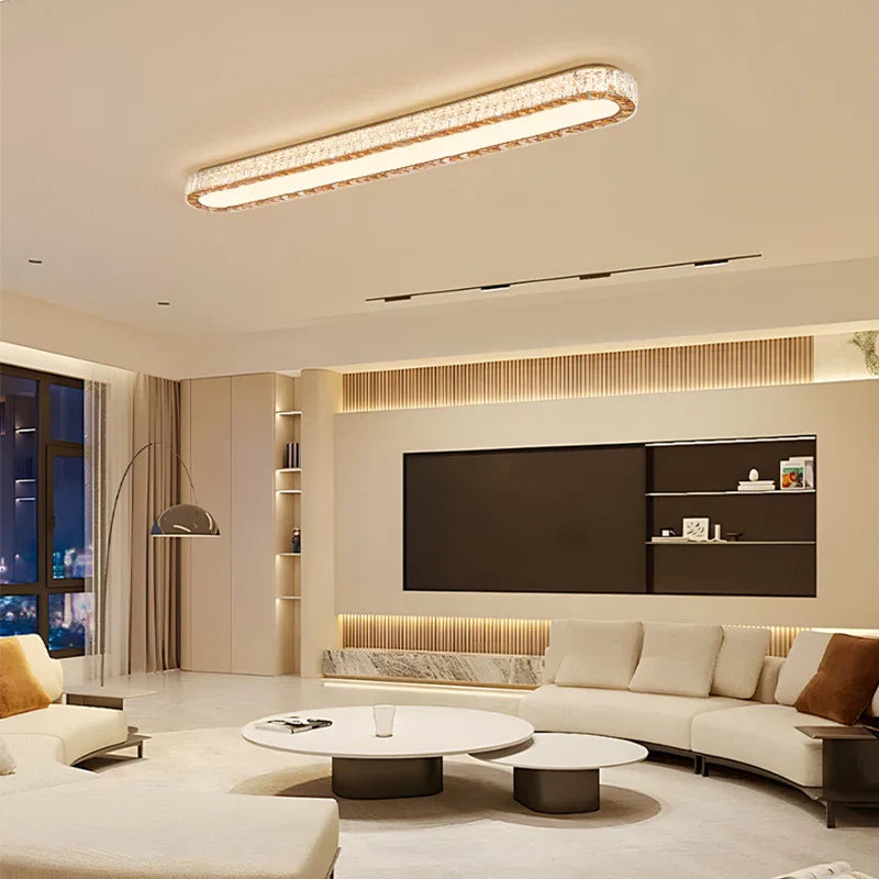 Afralia™ Luxury Gold LED Crystal Ceiling Light Chandelier for Home Living Dining Room