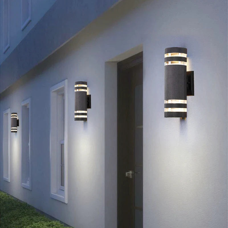 Afralia™ Outdoor LED Cylinder Wall Lamp Up Down Sconce IP65 Waterproof for Garden Gate Wall Lighting