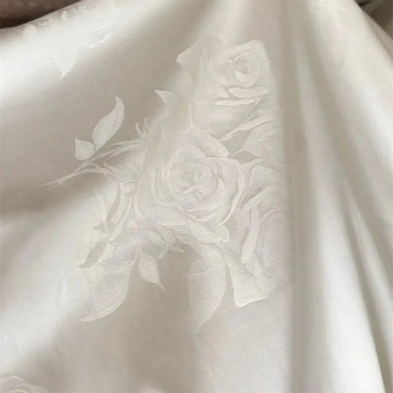 Afralia™ Vintage French Ruffles Black Edge Rose Jacquard Bedding Set & Sheet Set