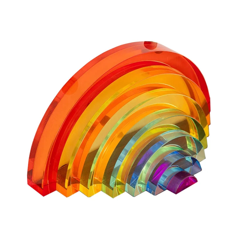 Afralia™ Rainbow Acrylic Sculpture DIY Blocks Home Decor Figurines