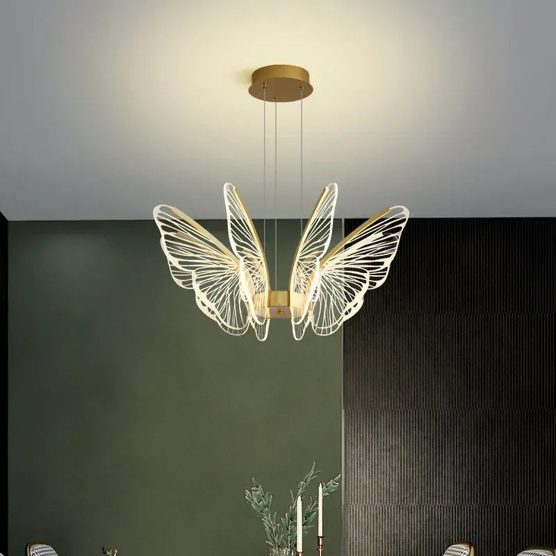 Afralia™ Butterfly LED Chandelier for Bedroom and Dining Room Lighting