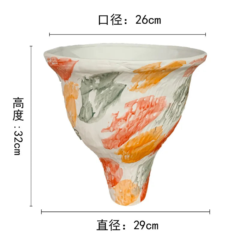 Afralia™ Abstract Clay Pot Colorful Ceramic Vase, Irregular Shape Flower Arrangement Home Decor