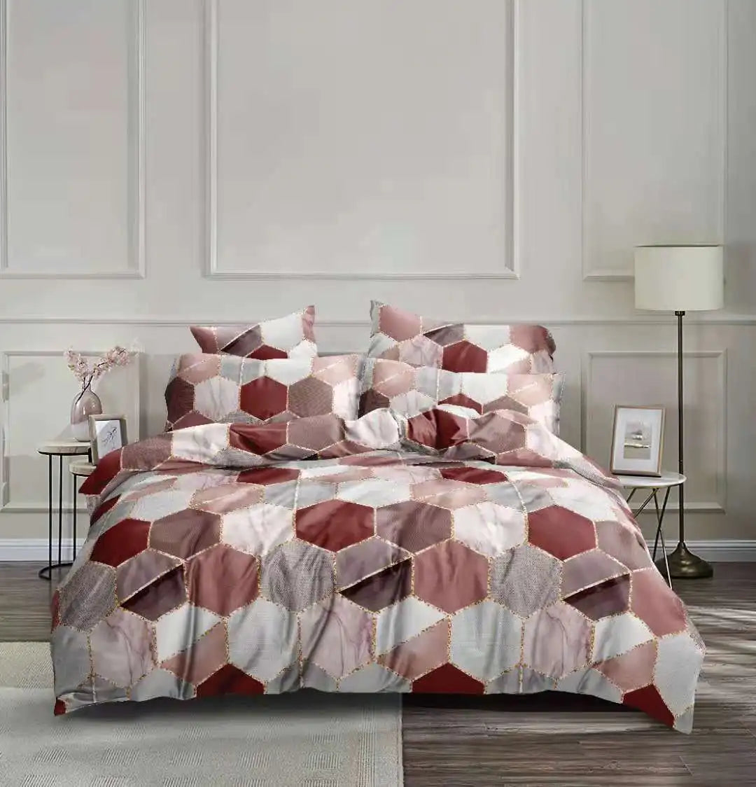 Afralia™ Honeycomb Marble Patterned Bedding Set, Luxurious Duvet Cover with Pillowcase
