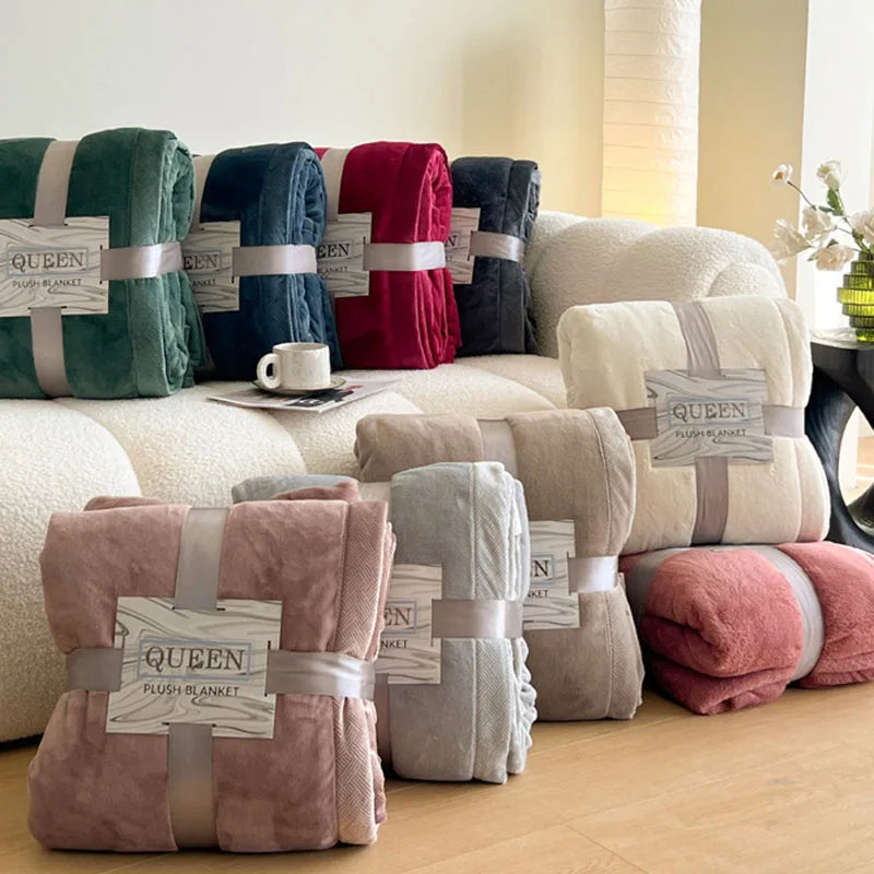 Afralia™ Luxury Soft Milk Velvet Raschel Blanket with Carved Edging