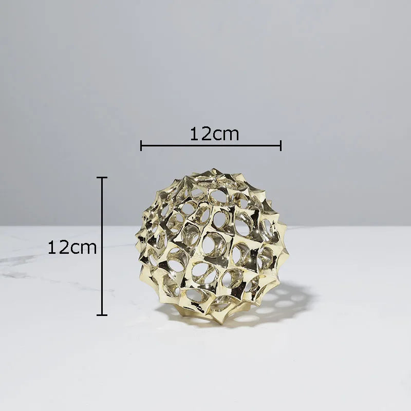 Afralia™ Hollow Spiny Ball Sculpture - Metal Ornaments for Modern Home Decor