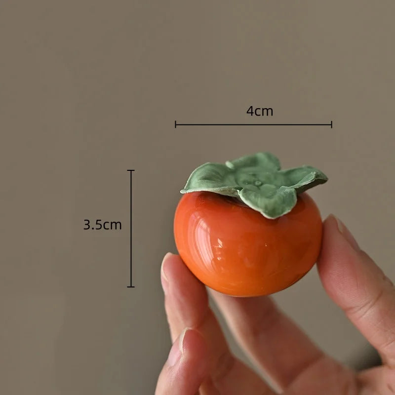 Afralia™ Fruit Sculpture Tea Caddy Home Decor Ornament Strawberries Persimmon Decoration