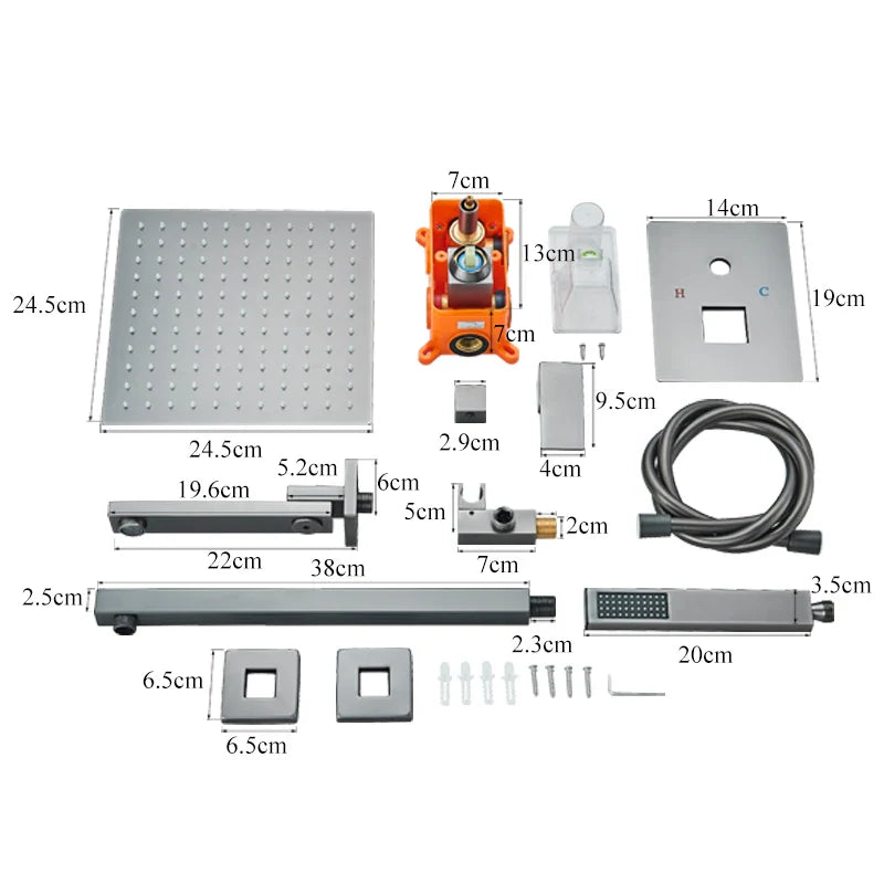 Afralia™ Wall Mounted 3-Way Shower System with Bathtub Spout and Rainfall Head.