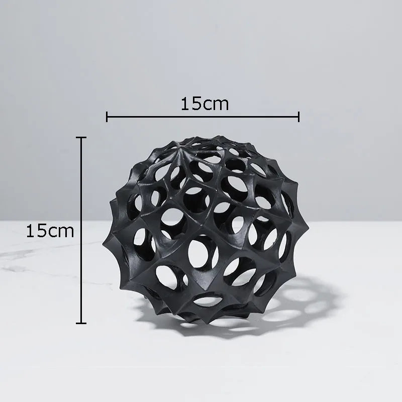 Afralia™ Hollow Spiny Ball Sculpture - Metal Ornaments for Modern Home Decor