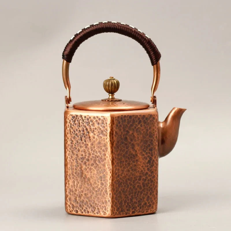 Afralia™ Vintage Copper Boiling Teapot Large Capacity Kung Fu Tea Set