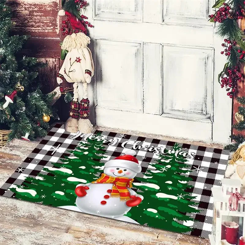 Afralia™ Christmas Snowman Non-slip Floor Mat