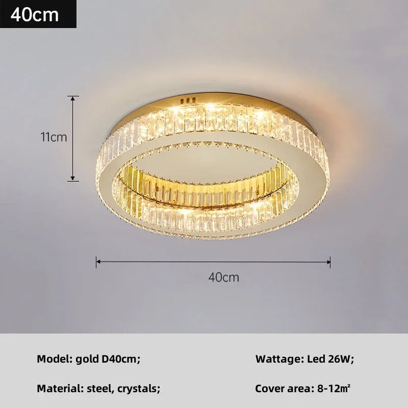 Afralia™ Modern K9 Crystals Dimmable LED Ceiling Light - Art Decor Luminarias