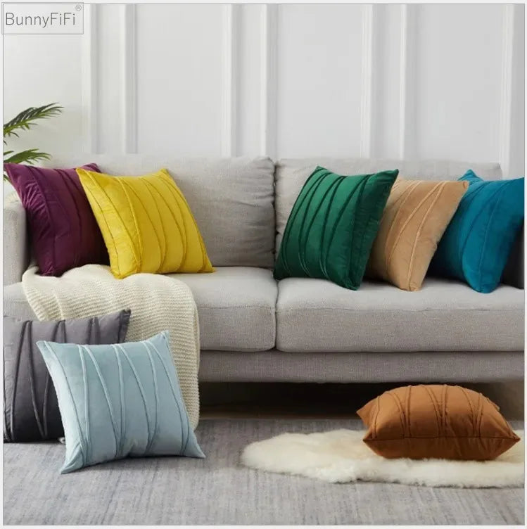Luxurious Velvet Stripe Pillow Cover by Afralia™ for Stylish Home Decor