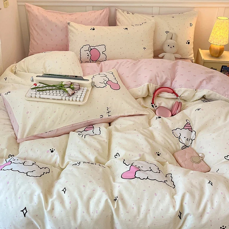 Afralia™ Cartoon Printed Cotton Quilt Cover Set - Soft, Breathable, Colorfast Bedding