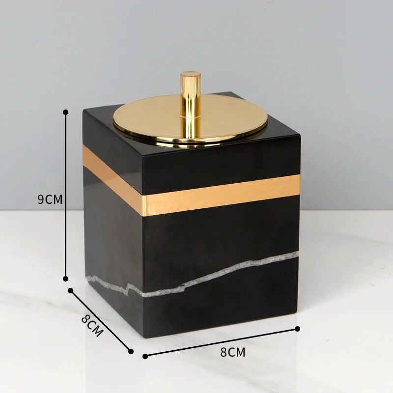 Afralia™ Nero Marquina Marble Bathroom Set - Golden Luxury Bathroom Accessories