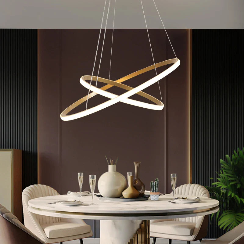 Afralia™ Modern Minimalist Dining Chandelier - Three Rings Four Circles