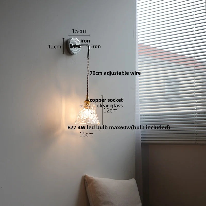Afralia™ White Glass LED Wall Lights with Pull Chain Switch - Nordic Modern Bedside Lamp