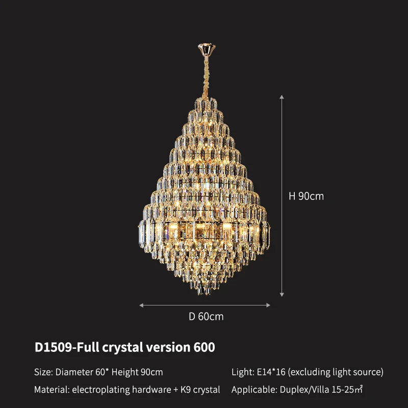 Afralia™ Crystal Pendant Light for Grand Chandelier Villa Hall & Hotel Lobby