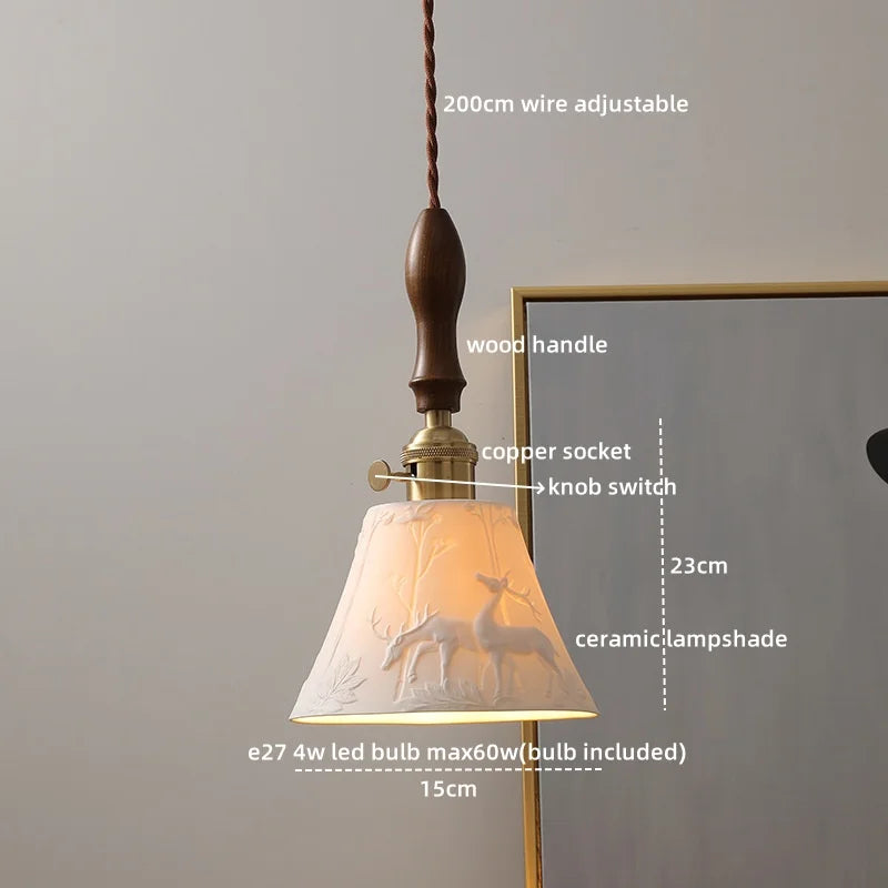 Afralia™ Ceramic LED Pendant Light Fixture Modern Hanging Lamp for Home Decor