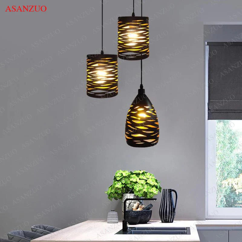 Afralia™ Nordic Hollow Metal Pendant Light for Dining Coffee Bar Kitchen