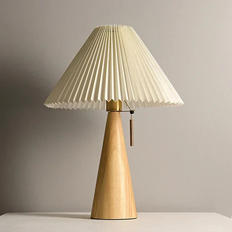 Afralia™ Vintage Pleated Wood Reading Lamp with LED Bulb
