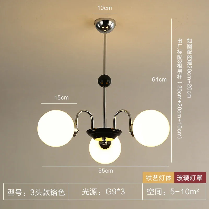 Afralia™ Vintage Iron Art Glass Chandelier LED Lighting Modern for Living/Dining/Bedroom