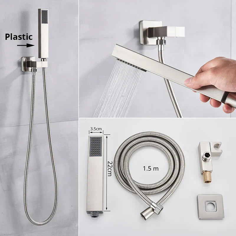 Afralia™ Handshower Head with Stainless Steel Hose - Wall Mounted Faucet Set