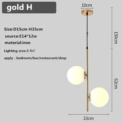 Afralia™ Glass Ball Chandelier Nordic LED Pendant for Restaurant Decor Bedroom Kitchen Dining