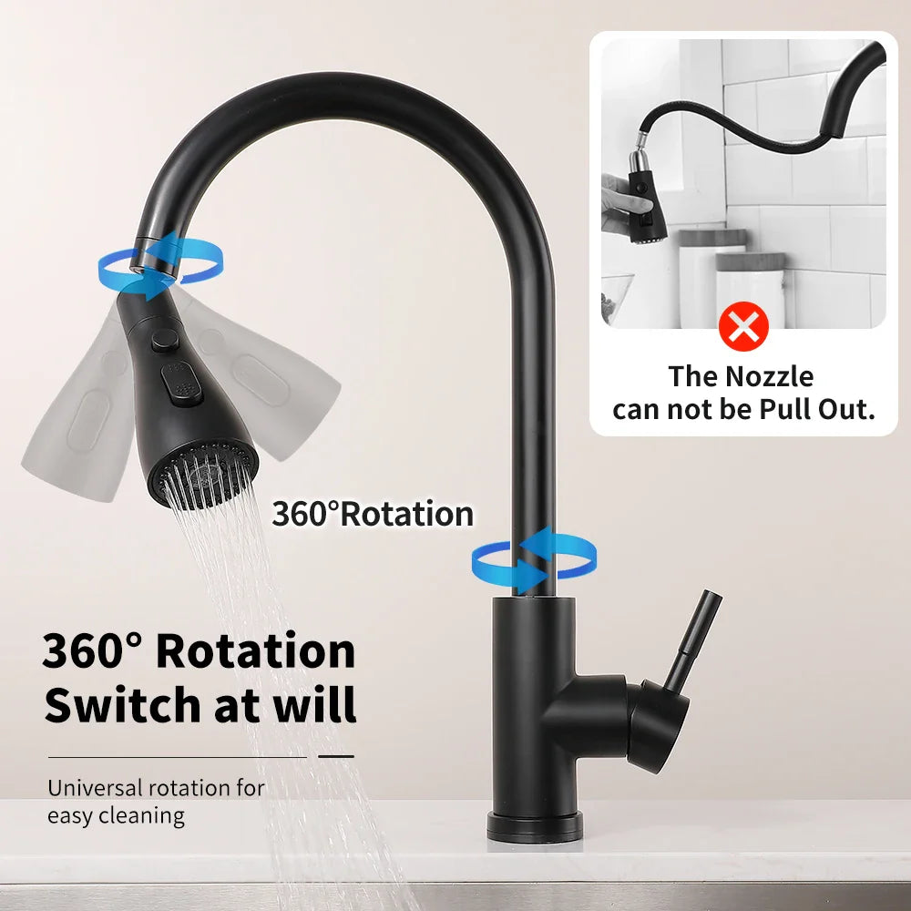 Afralia™ Smart Touch Kitchen Faucet Sensor Water Mixer Rotate Sink Mixer WF-1008