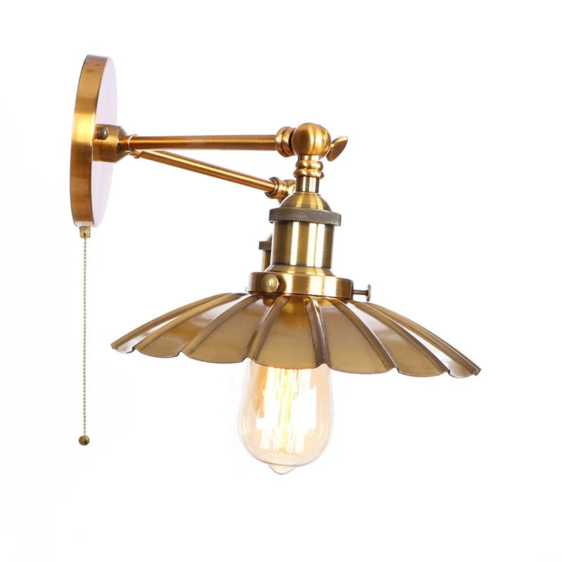 Afralia™ Industrial Retro LED Wall Lamp with Two Heads and Pull Chain Switch