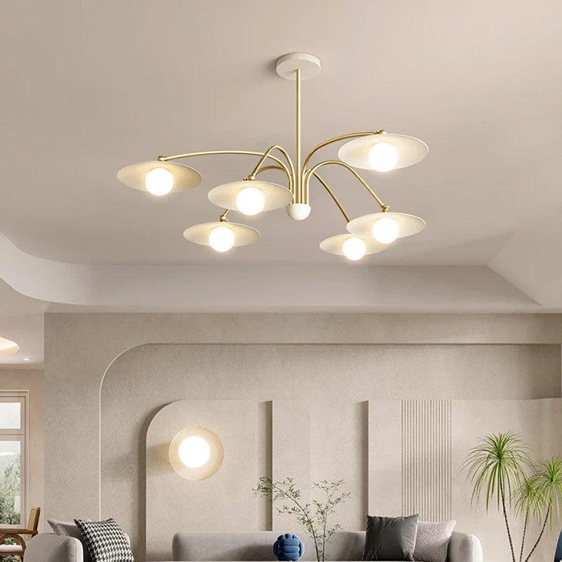 Afralia™ Nordic White LED Chandelier with Iron Shades for Living Room