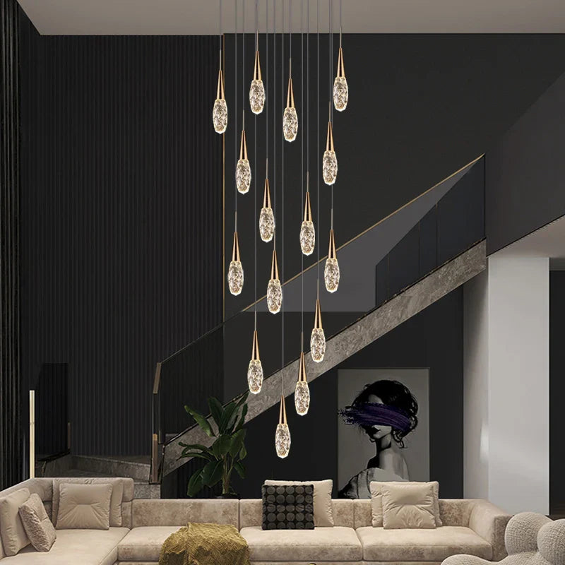 Afralia™ Diamond Crystal Chandelier - Gold Interior Designer Living Room Lamp