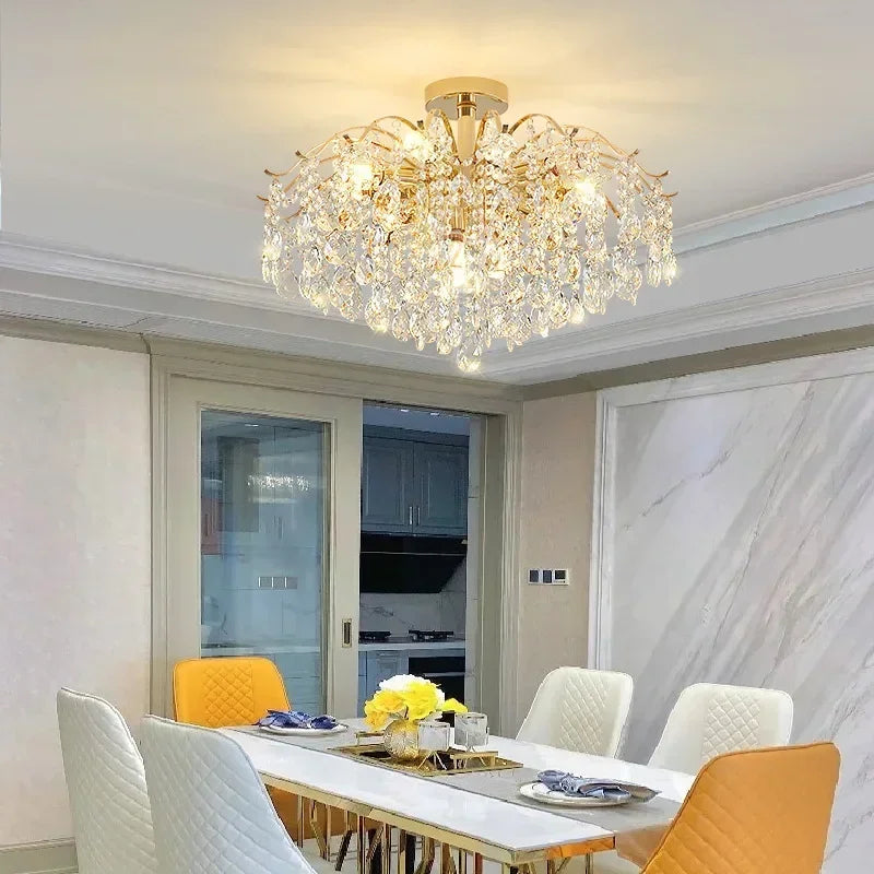 Afralia™ Crystal LED Chandelier Ceiling Lamp Modern Living Room Bedroom Light