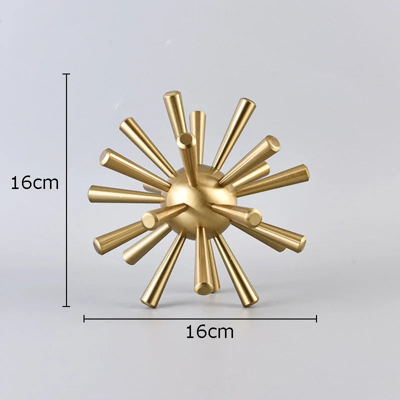 Afralia™ Sea Urchin Metal Sculpture Desk Ornament Modern Home Decor Artwork