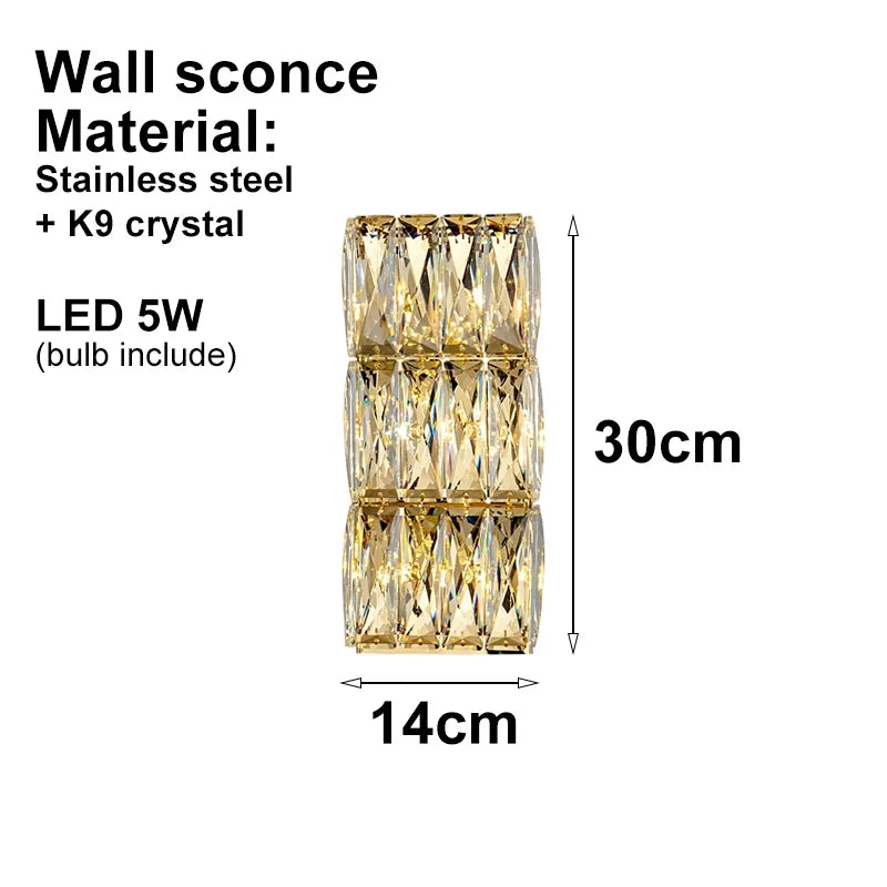 Afralia™ Gold Crystal Wall Sconce: Elegant Chandelier Lighting with LED Bulbs