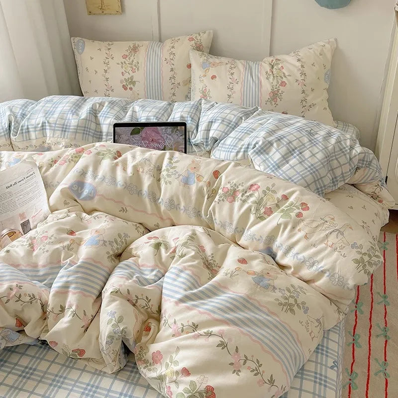 Afralia™ Cartoon Printed Cotton Bedding Set - Soft, Skin-Friendly Duvet Cover